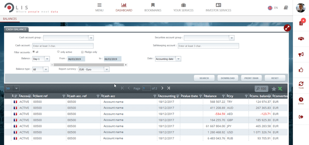 Cash Balances and Movements