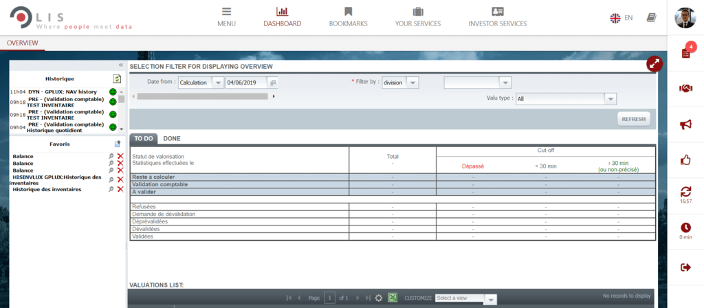 Suivi & Validation de vos Valeurs Liquidatives (VL)